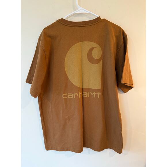 Carhartt T-Shirt Mens Large Brown Graphic Cotton Relaxed Fit Heavyweight Pocket - Picture 2 of 11
